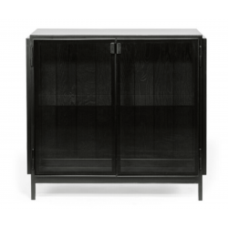 Ethnicraft Anders Sideboard W87/D45/H80cm – 2 Doors - Tempered Glass Doors and Black Metal Legs